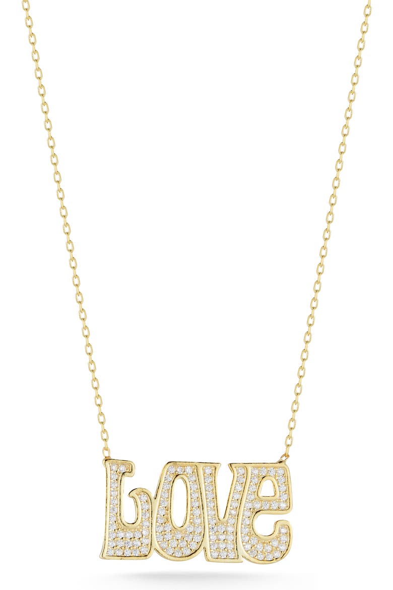 Pavé Love Necklace, Main, color, GOLD
