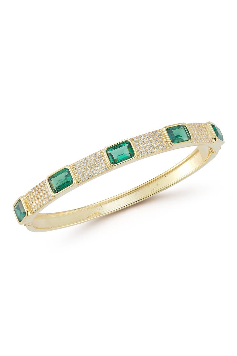 Emerald Cut Cubic Zirconia Bangle, Main, color, GOLD