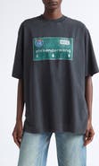 Alexander Wang Oversize Hotfix Crystal Street Sign Graphic T-Shirt