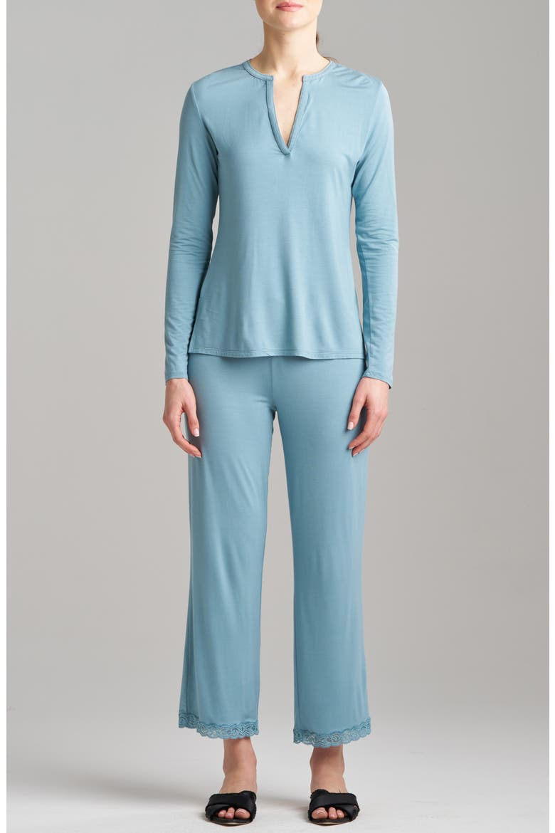 Feathers Essentials Long Pajamas, Main, color, EUCALYPTUS