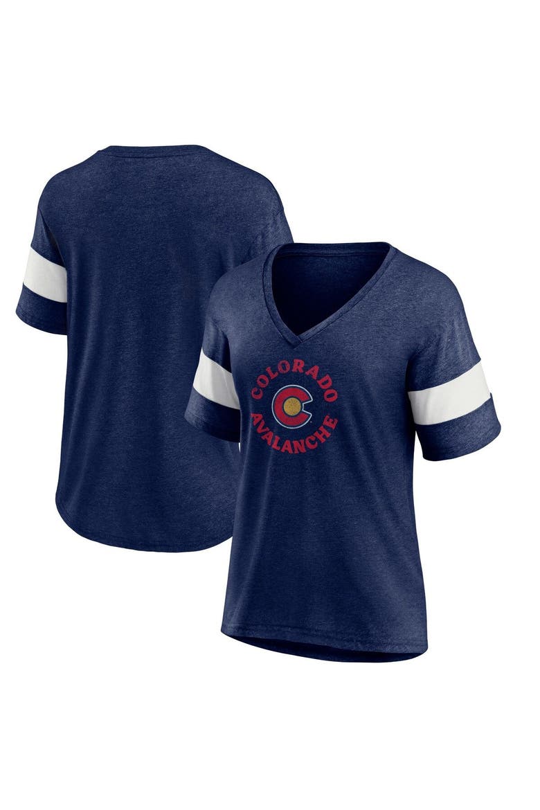 Women's Fanatics Branded Heather Navy Colorado Avalanche Special Edition 2.0 Ring The Alarm Tri-Blend V-Neck T-Shirt, Main, color, Heather Navy