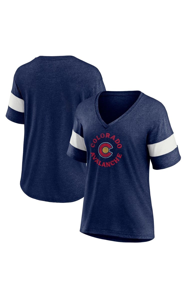 FANATICS Women's Fanatics Branded Heather Navy Colorado Avalanche Special Edition 2.0 Ring The Alarm Tri-Blend V-Neck T-Shirt, Main, color, Heather Navy