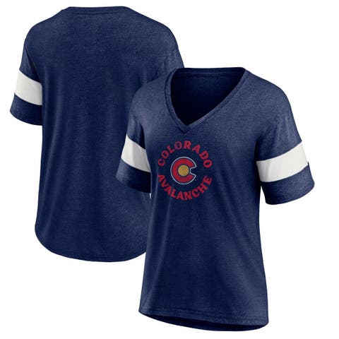 Women's Fanatics Branded Heather Navy Colorado Avalanche Special Edition 2.0 Ring The Alarm Tri-Blend V-Neck T-Shirt