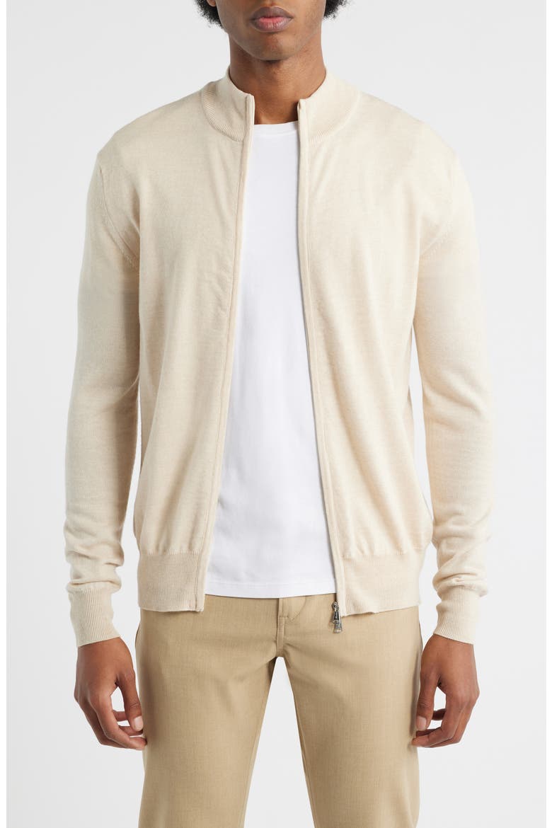 Cashwool® Full Zip Sweater, Main, color, LIGHT BEIGE