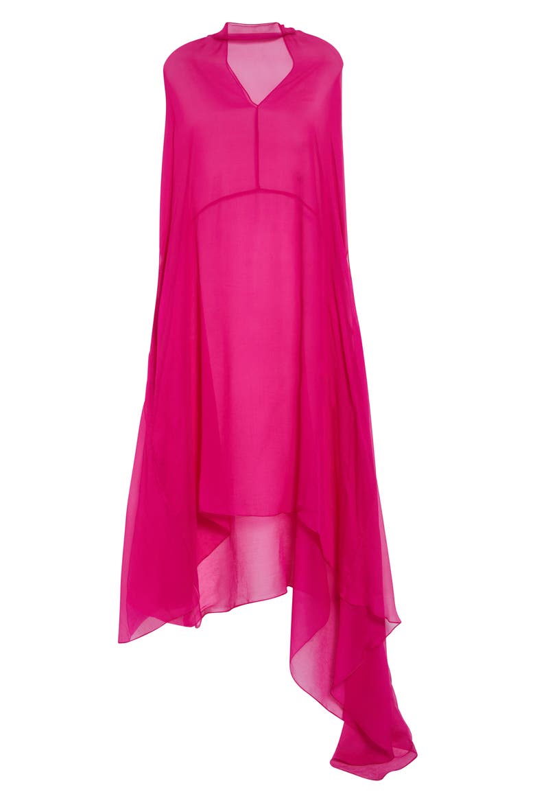 Washed Silk Mousseline Dress, Alternate, color, FUCHSIA