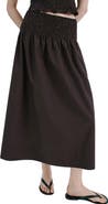 MANGO Shirred Waist Midi Skirt