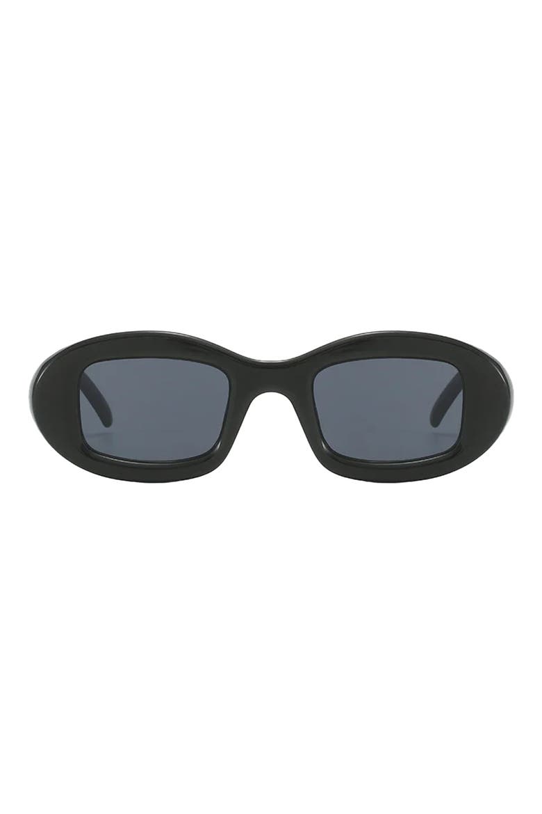 Gigi 55mm Polarized Oval Sunglasses, Main, color, BLACK