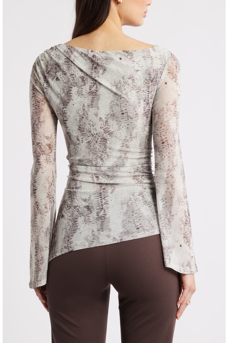 Mesh Bell Sleeve Top, Alternate, color, GREY- BROWN SPOTTED ABSTRACT