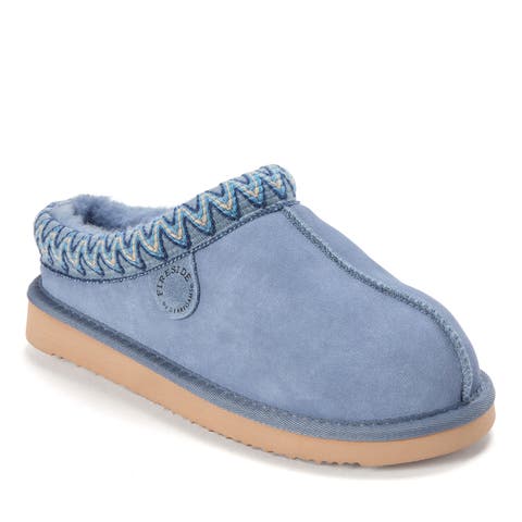 Fireside Greta Genuine Shearling Clog Slipper with Embroidery