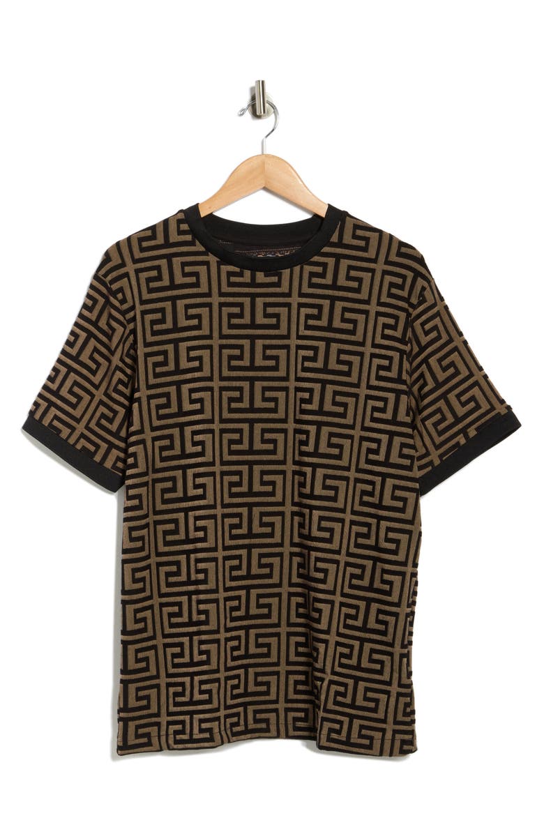Cactus Man Greek Key Jacquard T-Shirt, Alternate, color, Black