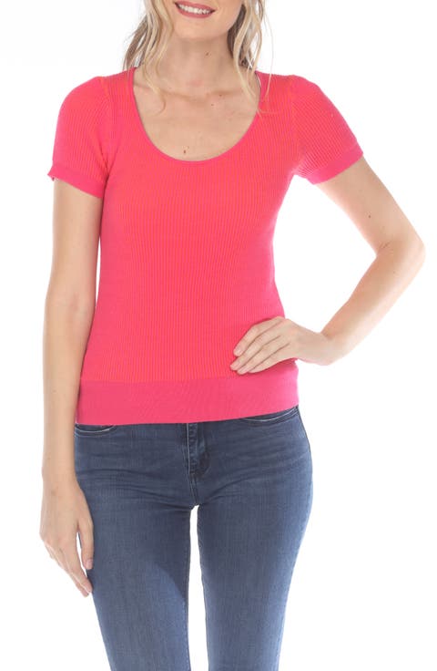 Rib Knit Short Sleeve Top