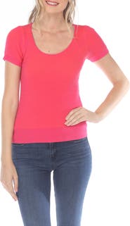 RAIN AND ROSE Rib Knit Short Sleeve Top