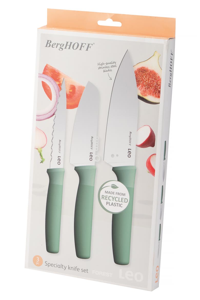 Leo Forest 3-Piece Speciality Knife Set, Alternate, color, GREEN