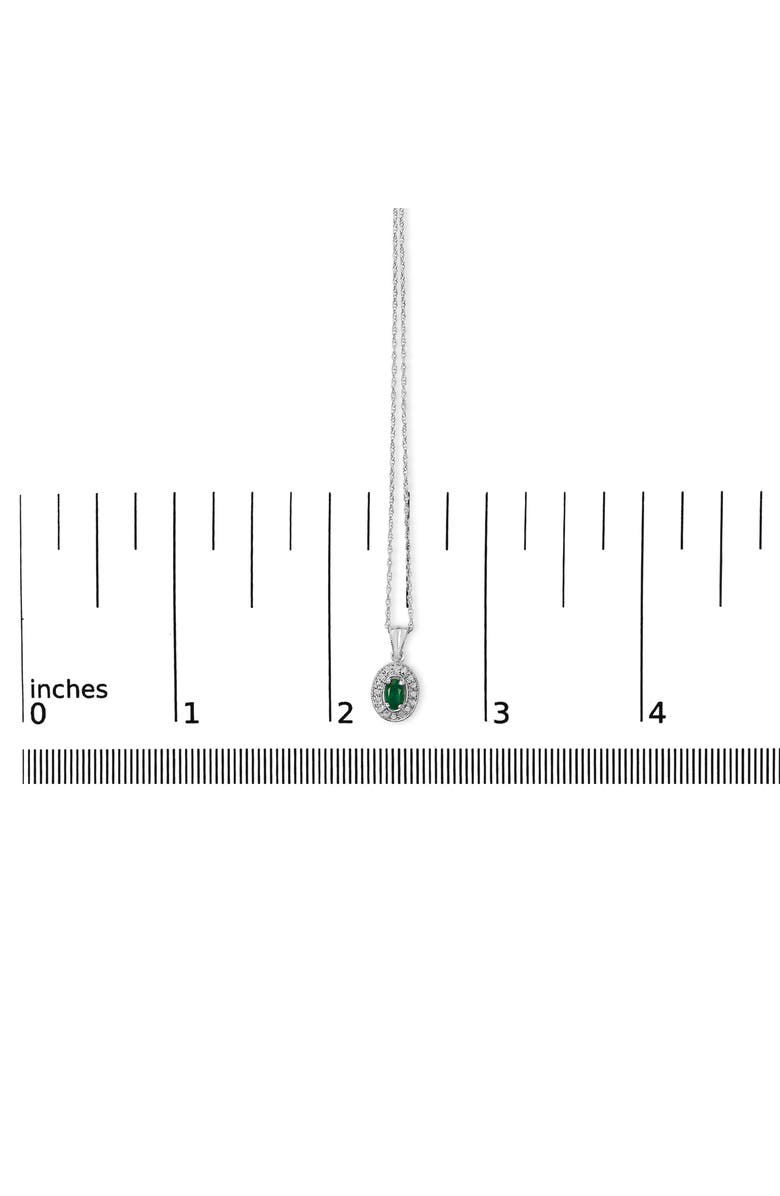 Haus of Brilliance 14K White Gold Oval Green Emerald and Diamond Halo Pendant Necklace, Alternate, color, White