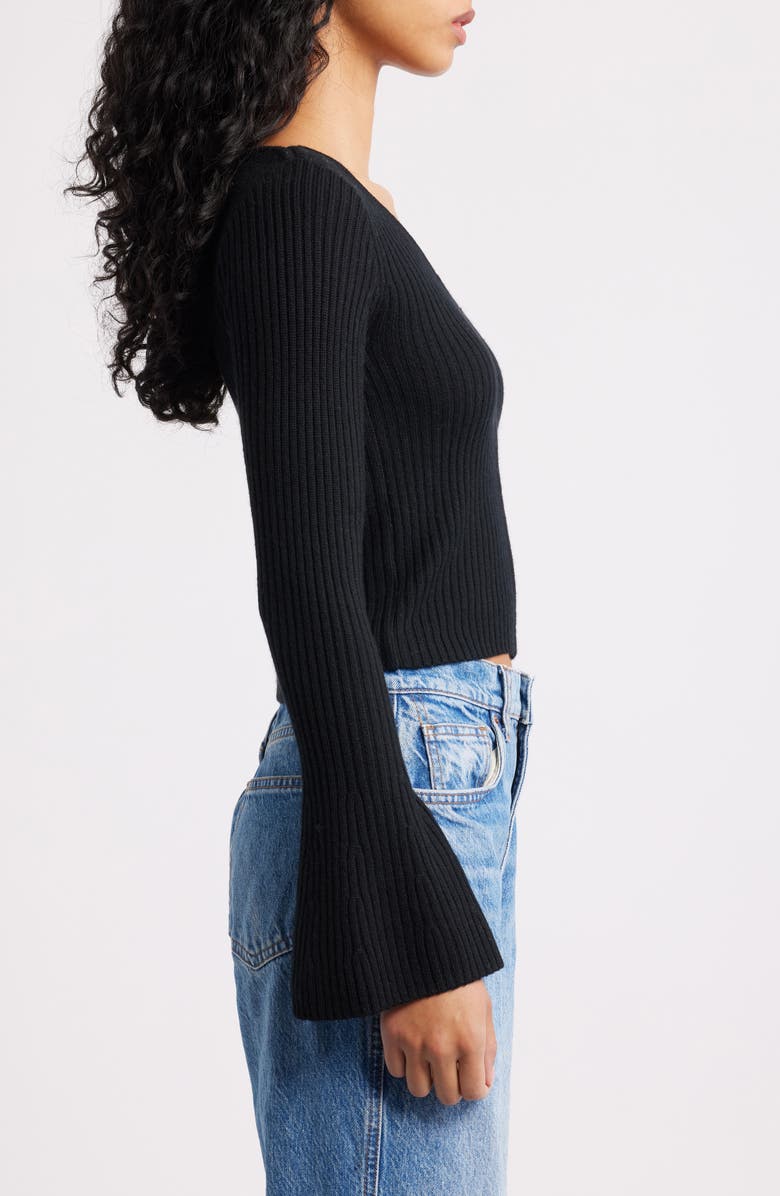 Madewell V-Neck Wool Rib Sweater Top, Alternate, color, True Black