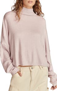 Lucky Brand Cloud Mock Neck Rib Top
