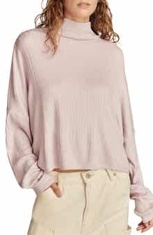 Lucky Brand Cloud Mock Neck Rib Top