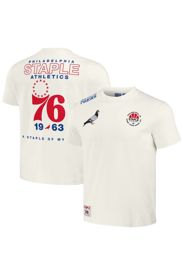 Men's NBA x Staple Cream Philadelphia 76ers Home Team T-Shirt, Main, color, Cream