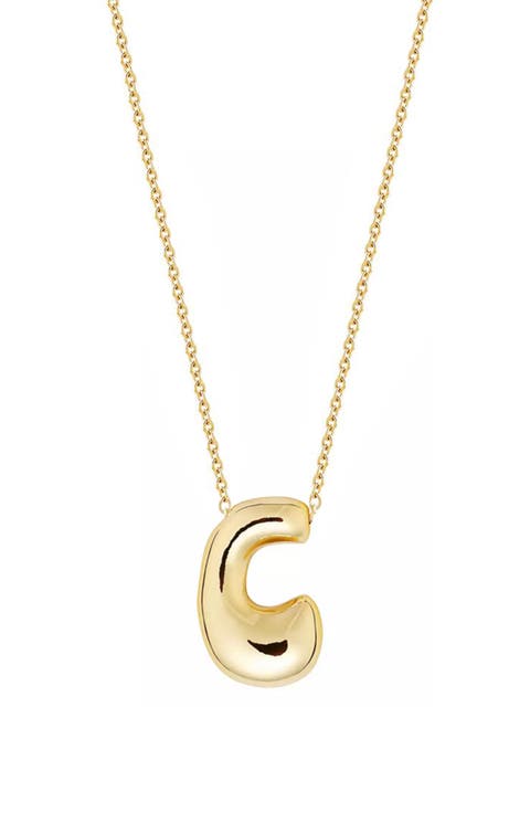 Puffed Initial Pendant Necklace