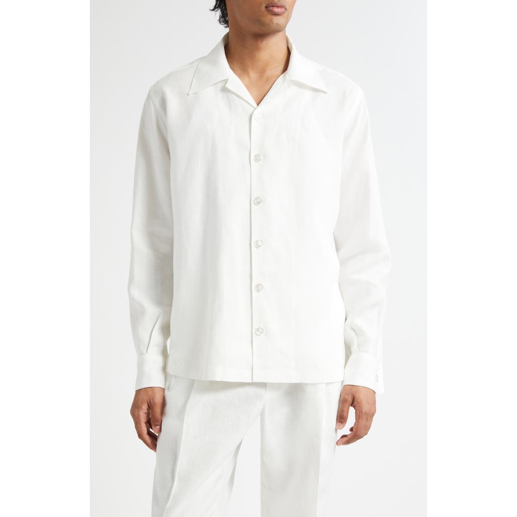Dolce & Gabbana Linen Canvas Bowling Shirt In White