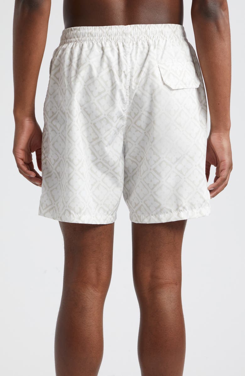 Eleventy Tile Print Drawstring Swim Trunks, Alternate, color, Sand