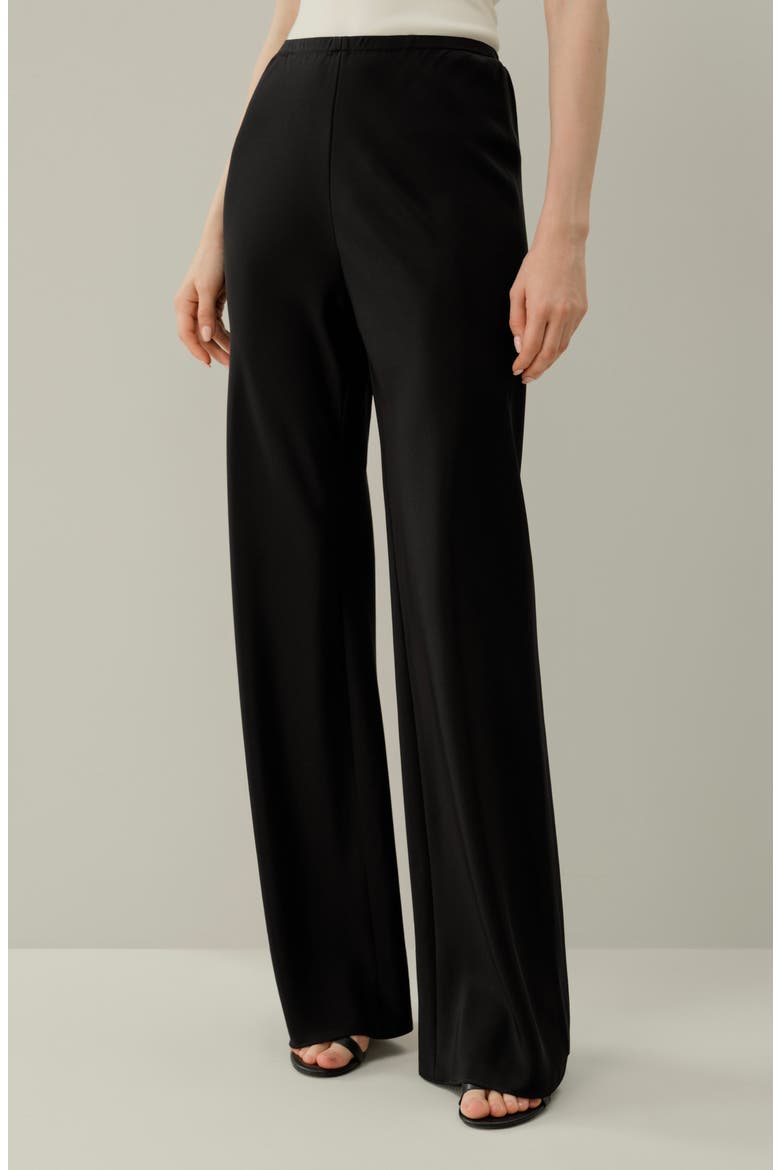 Women's Bias Cut Straight Leg Silk Pants, Alternate, color, Black
