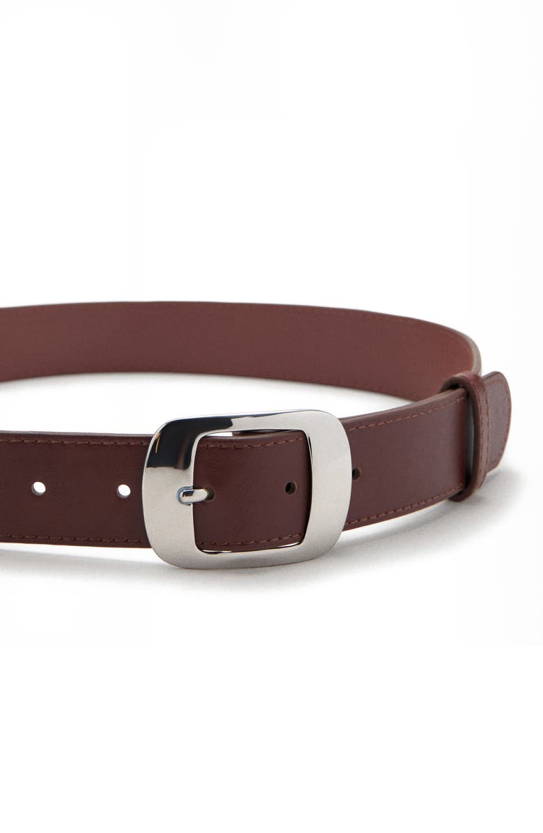 MANGO Square Buckle Belt, Alternate, color, Brown