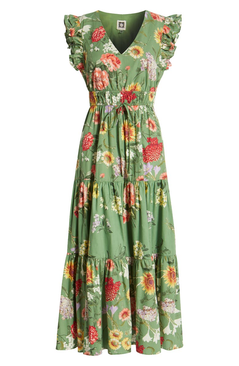 Anne Klein Floral Cotton Ruffle Shoulder Tiered Dress, Alternate, color, 