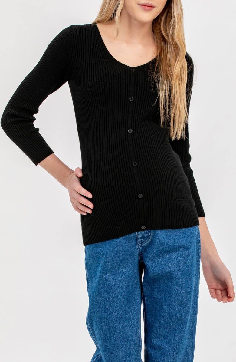 PIETRO BRUNELLI MATERNITY Bella Rib Button Trim V-Neck Maternity Sweater, Alternate, color, Black