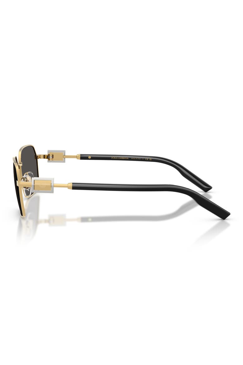56mm Rectangular Sunglasses, Alternate, color, GOLD / DARK GREY