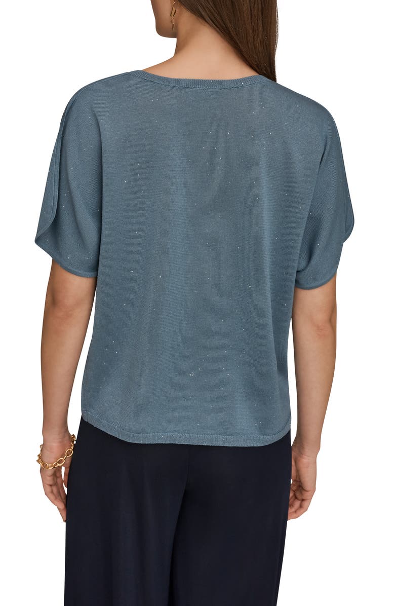 Donna Karan New York Slit Short Sleeve Sweater, Alternate, color, Washed Indigo