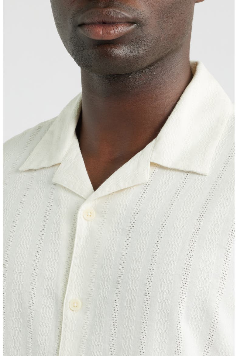 Didcot Tonal Dobby Stripe Camp Shirt, Alternate, color, ECRU