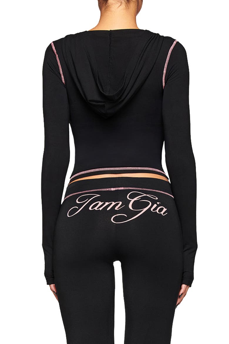 Blare Crop Hoodie, Alternate, color, BLACK