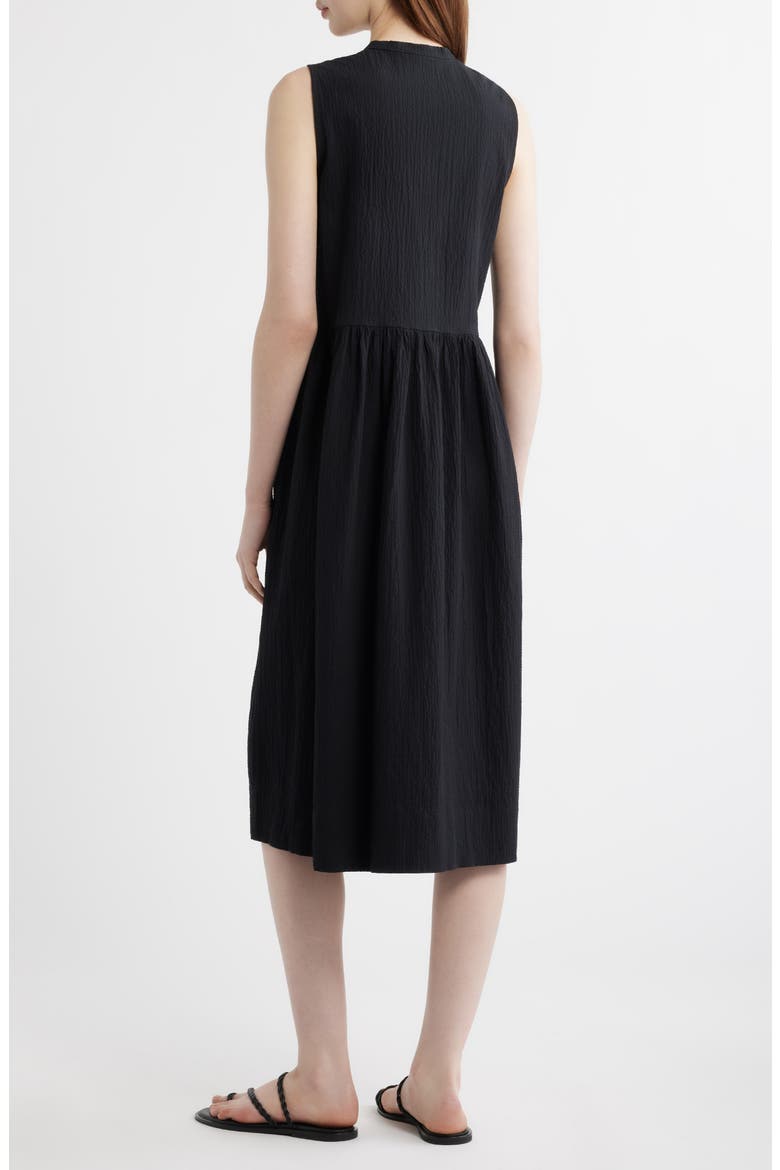 Split Neck Textured Stretch Cotton Dress, Alternate, color, BLACK
