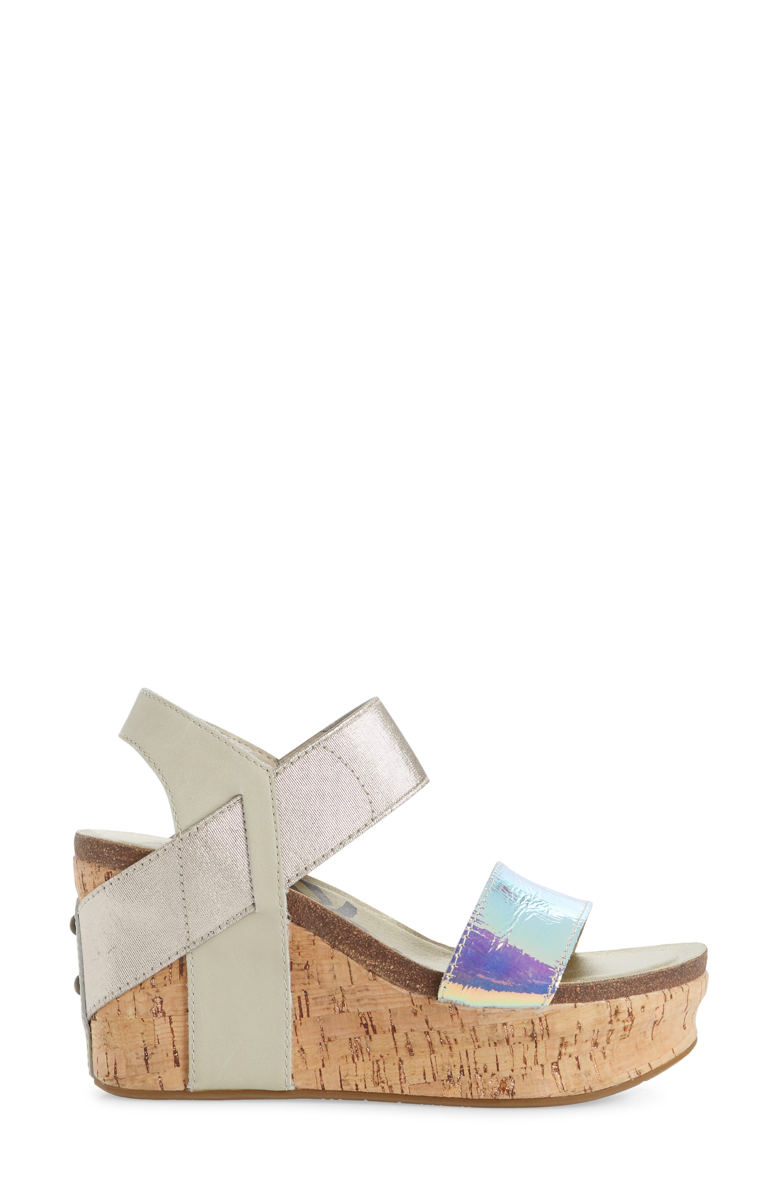 'Bushnell' Wedge Sandal, Alternate, color, IRIDESCENT LEATHER