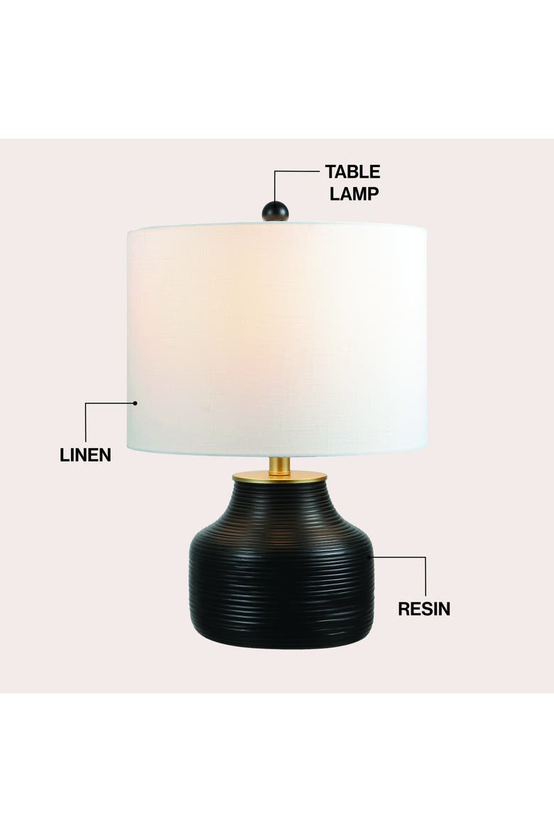 Malone Modern Transitional Ribbed Tapered Ginger Jar Resin/Metal LED Table Lamp, Alternate, color, Black