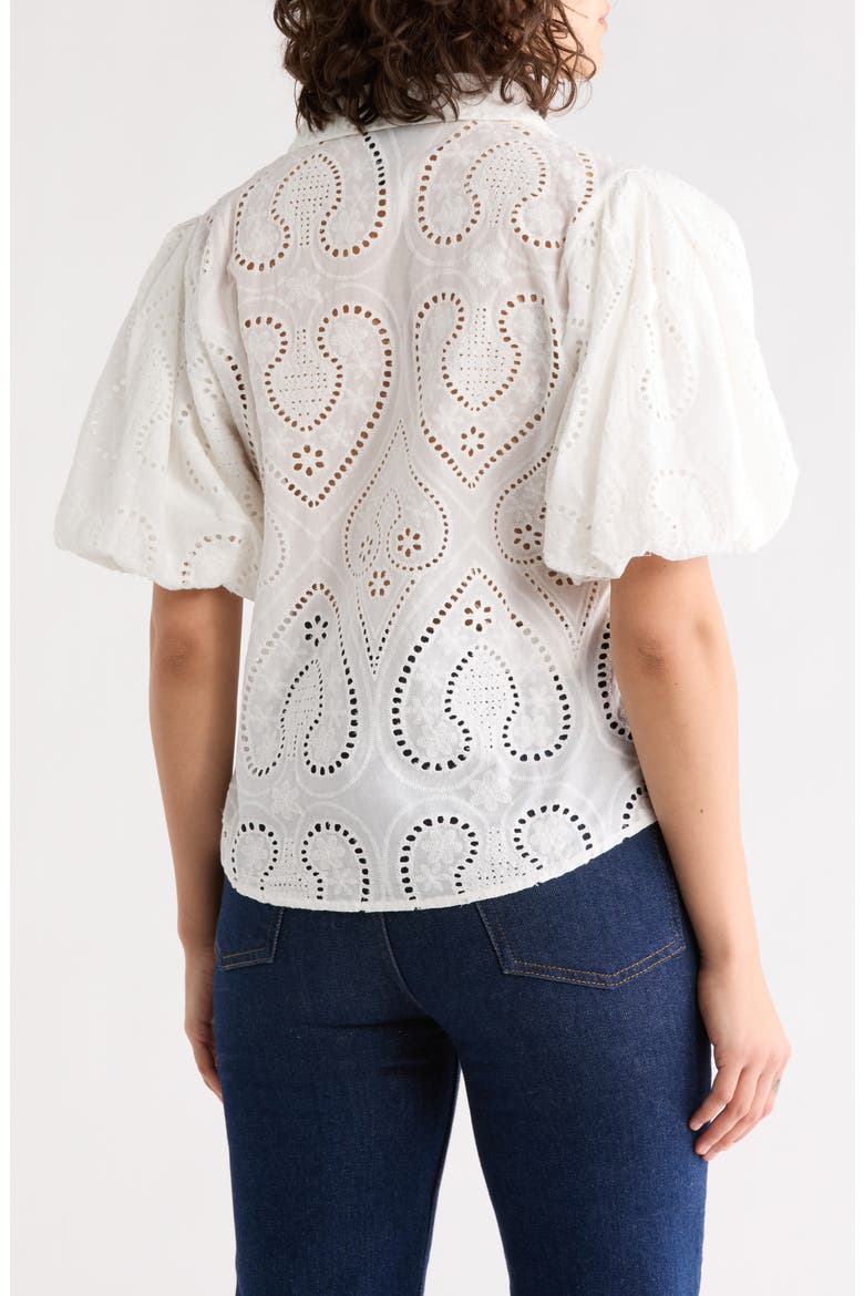 Open Stitch Button-Up Shirt, Alternate, color, WHITE