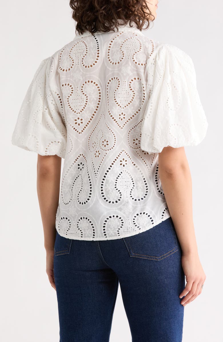 Forgotten Grace Open Stitch Button-Up Shirt, Alternate, color, White