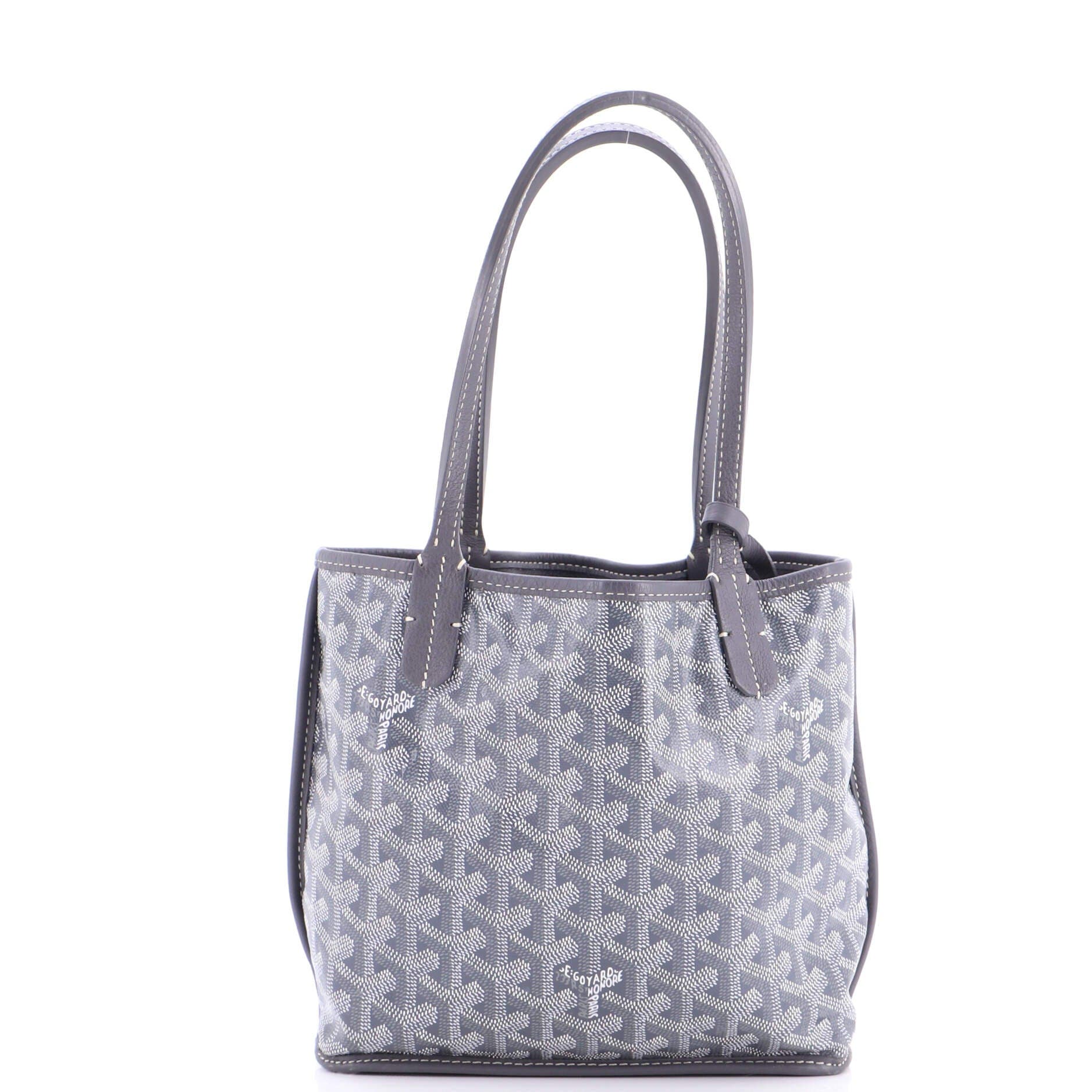 Pre-Owned Goyard Anjou Reversible Tote Coated Canvas Mini, Main, color, Gray