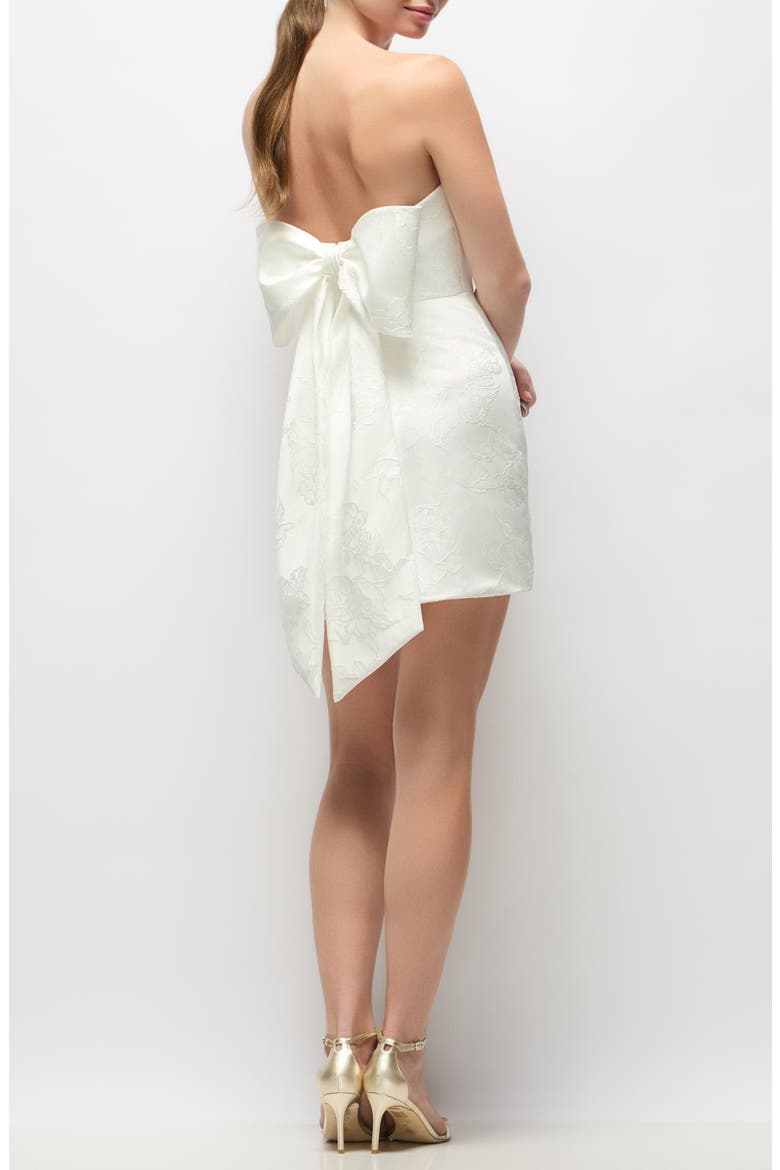 Clarissa Floral Jacquard Strapless Cocktail Minidress, Alternate, color, OFF WHITE