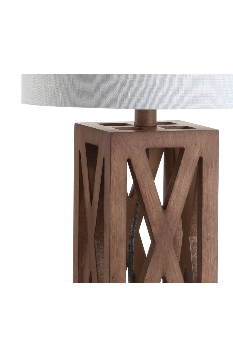 JONATHAN Y Stewart Farmhouse Wood LED Table Lamp, Alternate, color, Brown