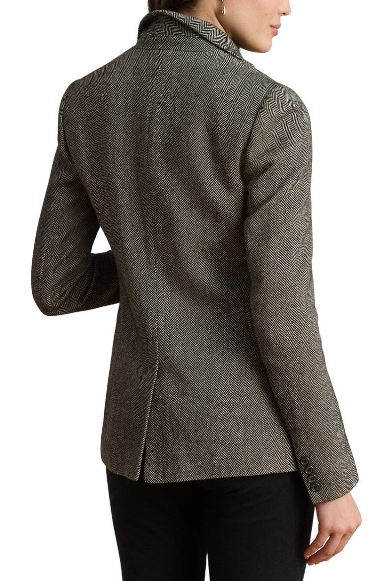 Cotton, Linen & Wool Herringbone Jacket, Alternate, color, BLACK/ CREAM MULTI