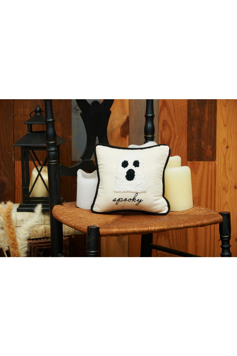 Halloween Ghost French Knot Small/Petite Accent Pillow, 8" x 8", Alternate, color, Beige