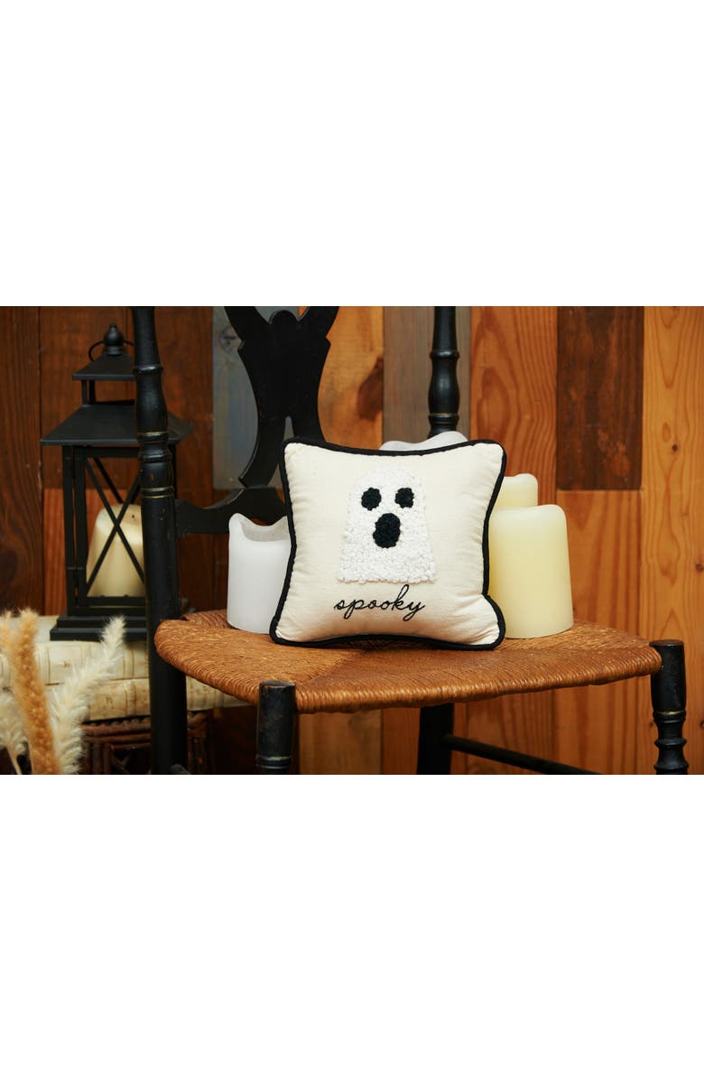 C&F Home Halloween Ghost French Knot Small/Petite Accent Pillow, 8" x 8", Alternate, color, Beige
