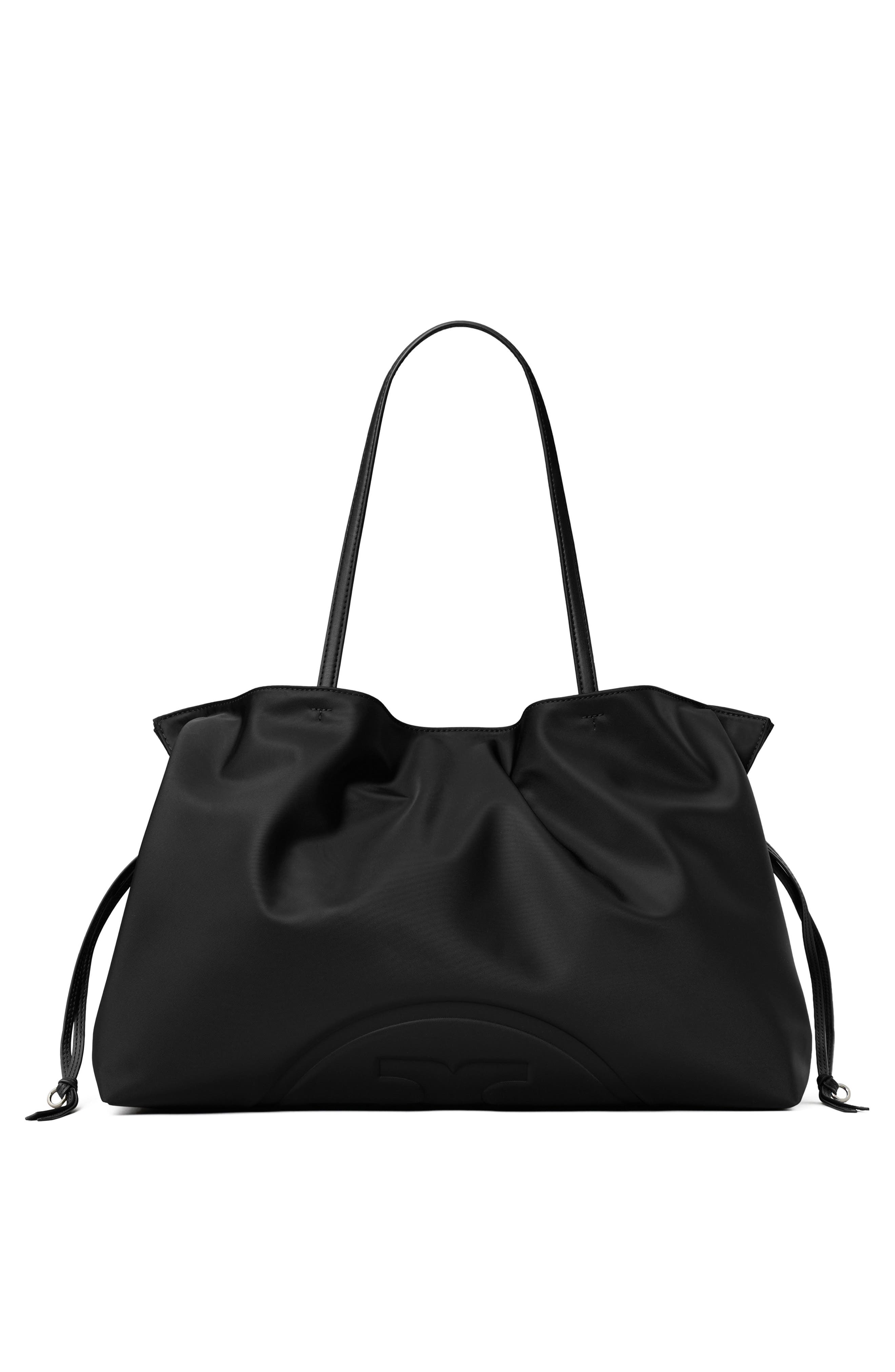 Ella Nylon Drawstring Tote, Alternate, color, BLACK