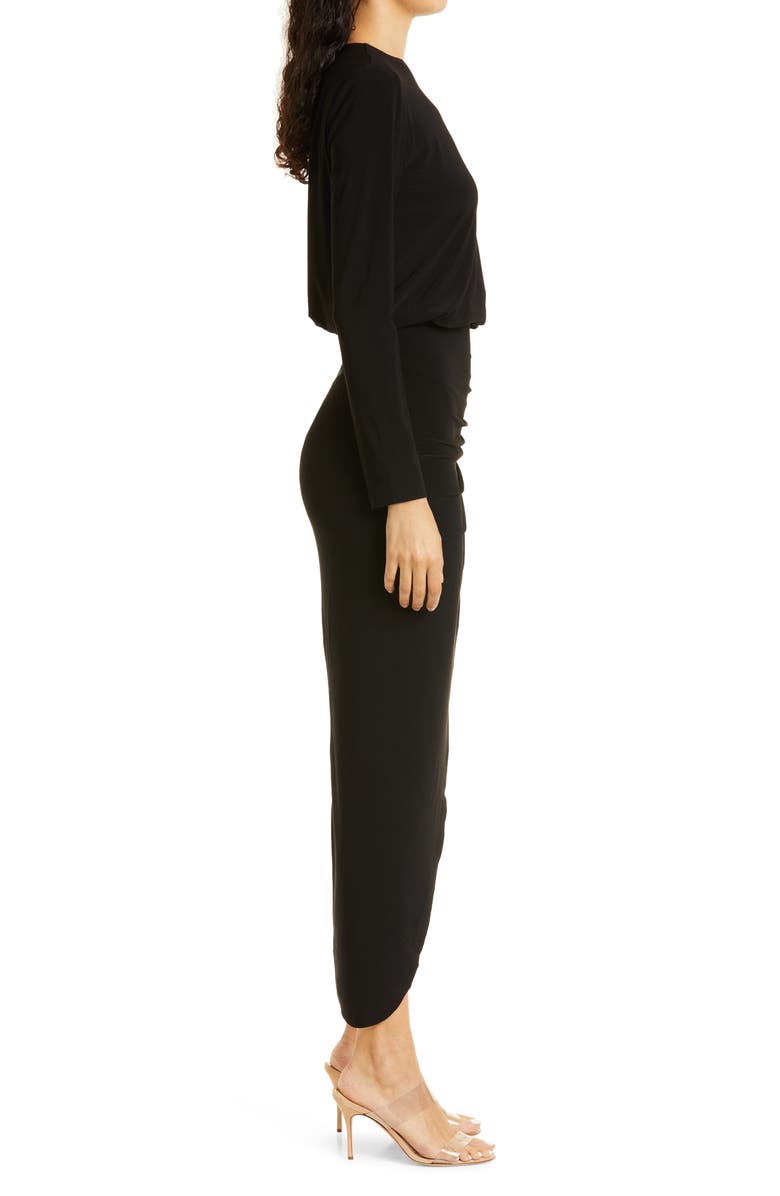Norma Kamali Long Sleeve Side Drape Gown, Alternate, color,