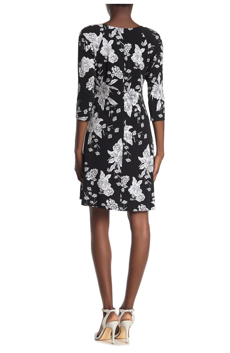 MSK Floral Printed Quarter Sleeve Dress, Alternate, color,