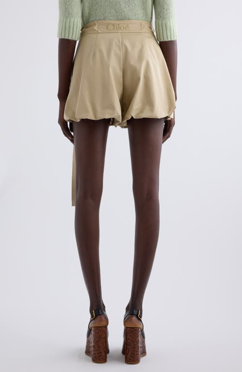 Shop Chloé Bubble Hem Cotton Gabardine Shorts In Smoky Beige
