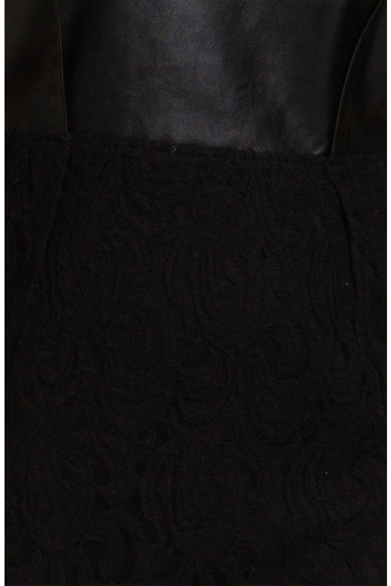 Lace & Faux Leather Sheath Dress, Alternate, color, BLACK