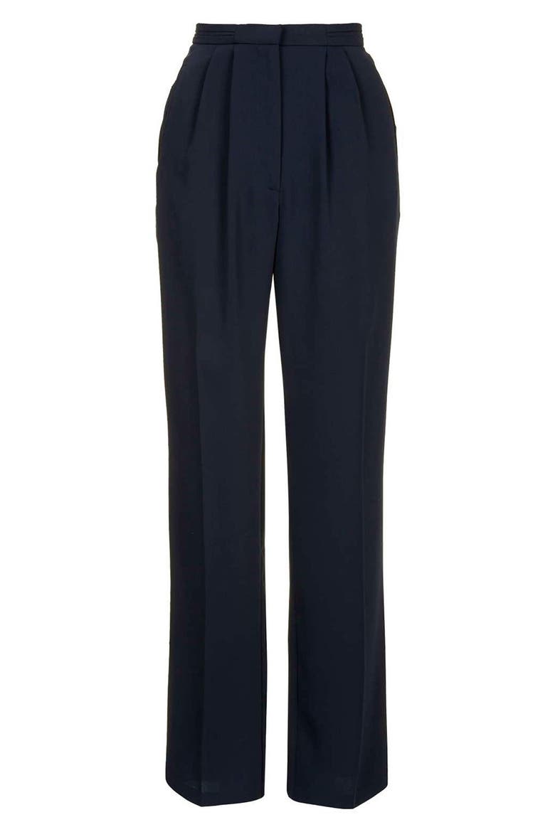 Slouchy Straight Leg Trousers, Alternate, color, NAVY BLUE